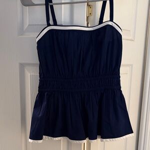 J. Crew Navy Blue Tank Top with White Trim